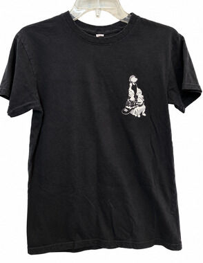 Popeye Graphic T-Shirt Mens Black Bulldog Roses Double Sided Cartoon Tee Casual